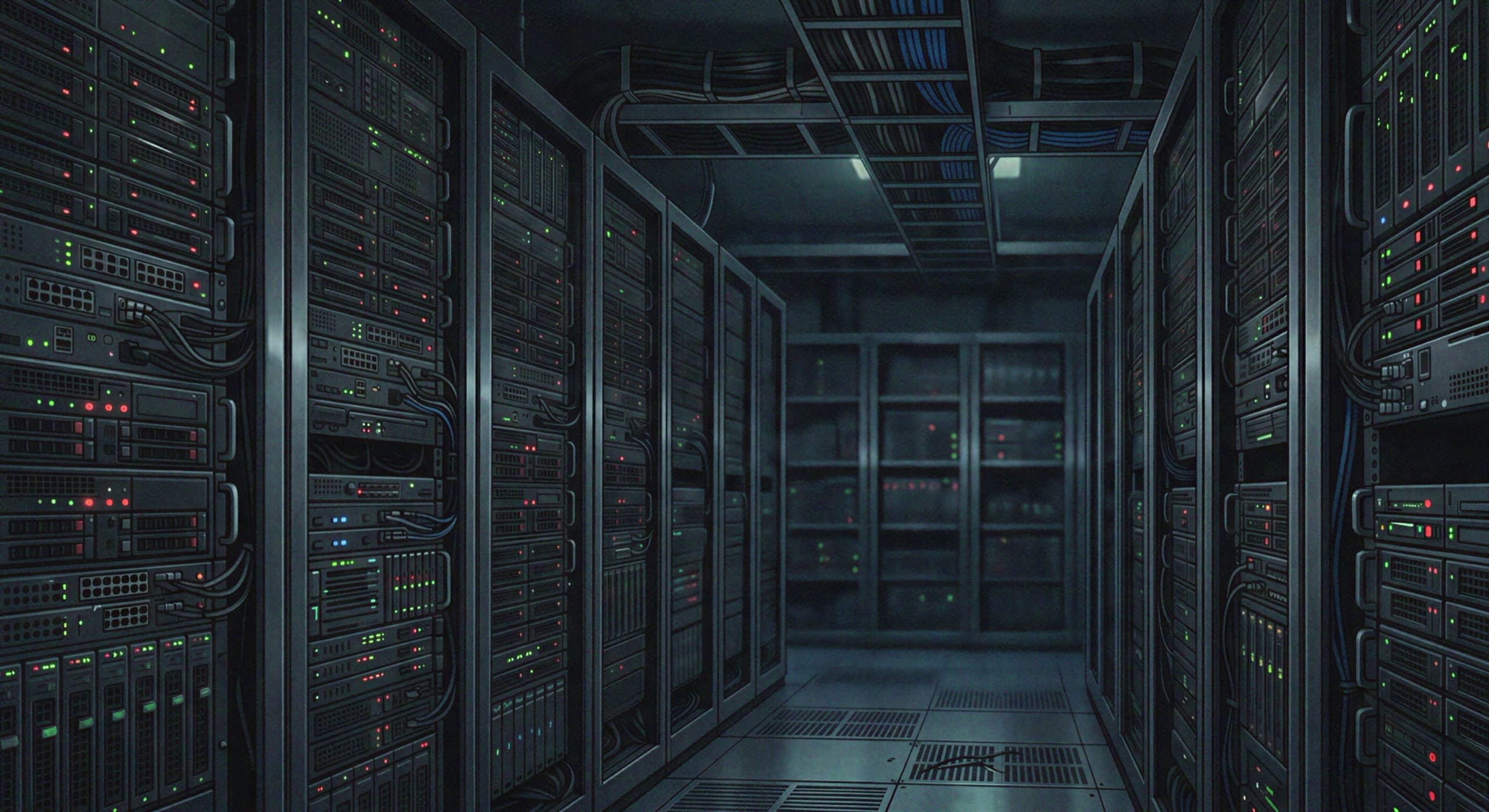 Server room with rack servers